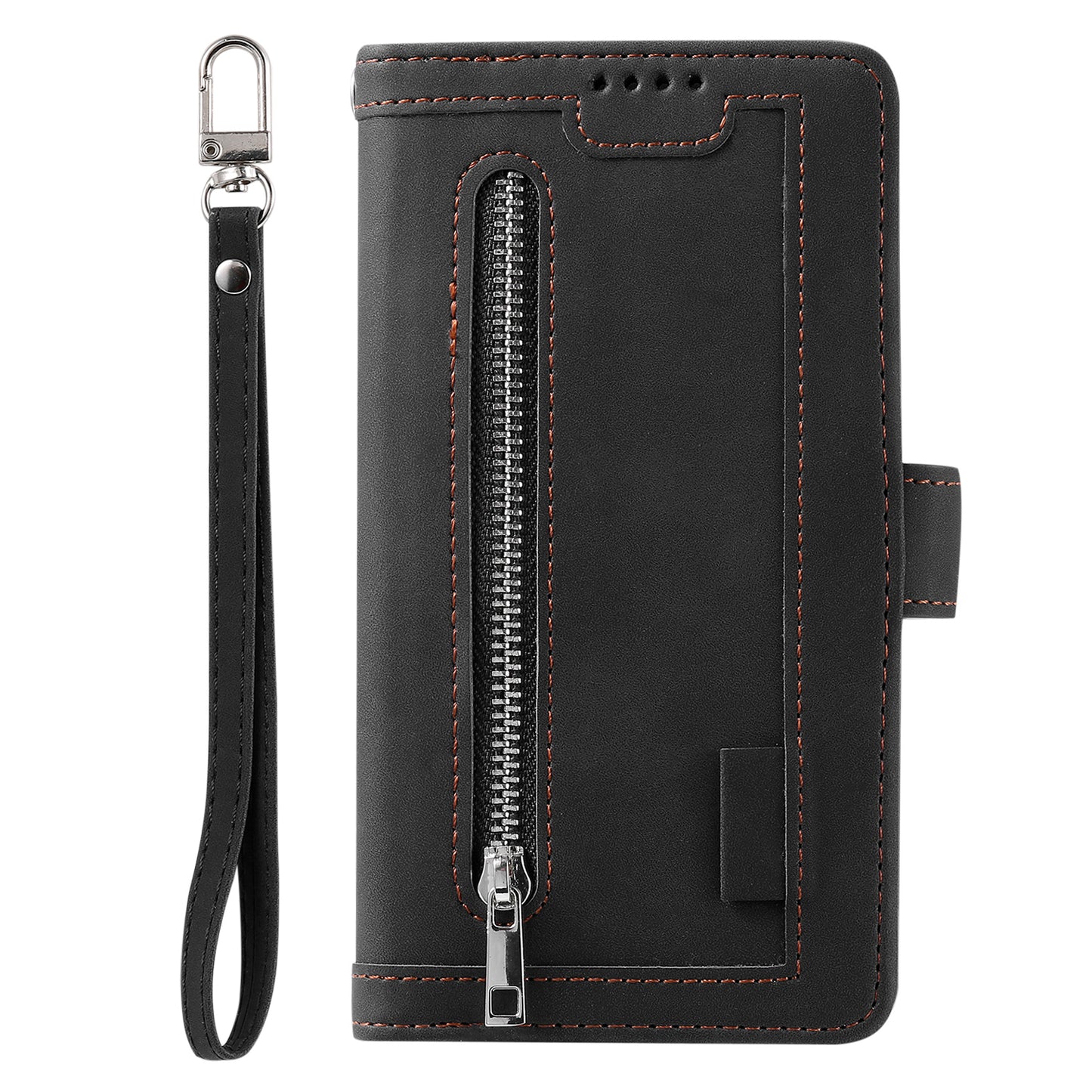 Zipper Pocket 9 Card Slots Leather Wallet Case for iPhone 6s/6