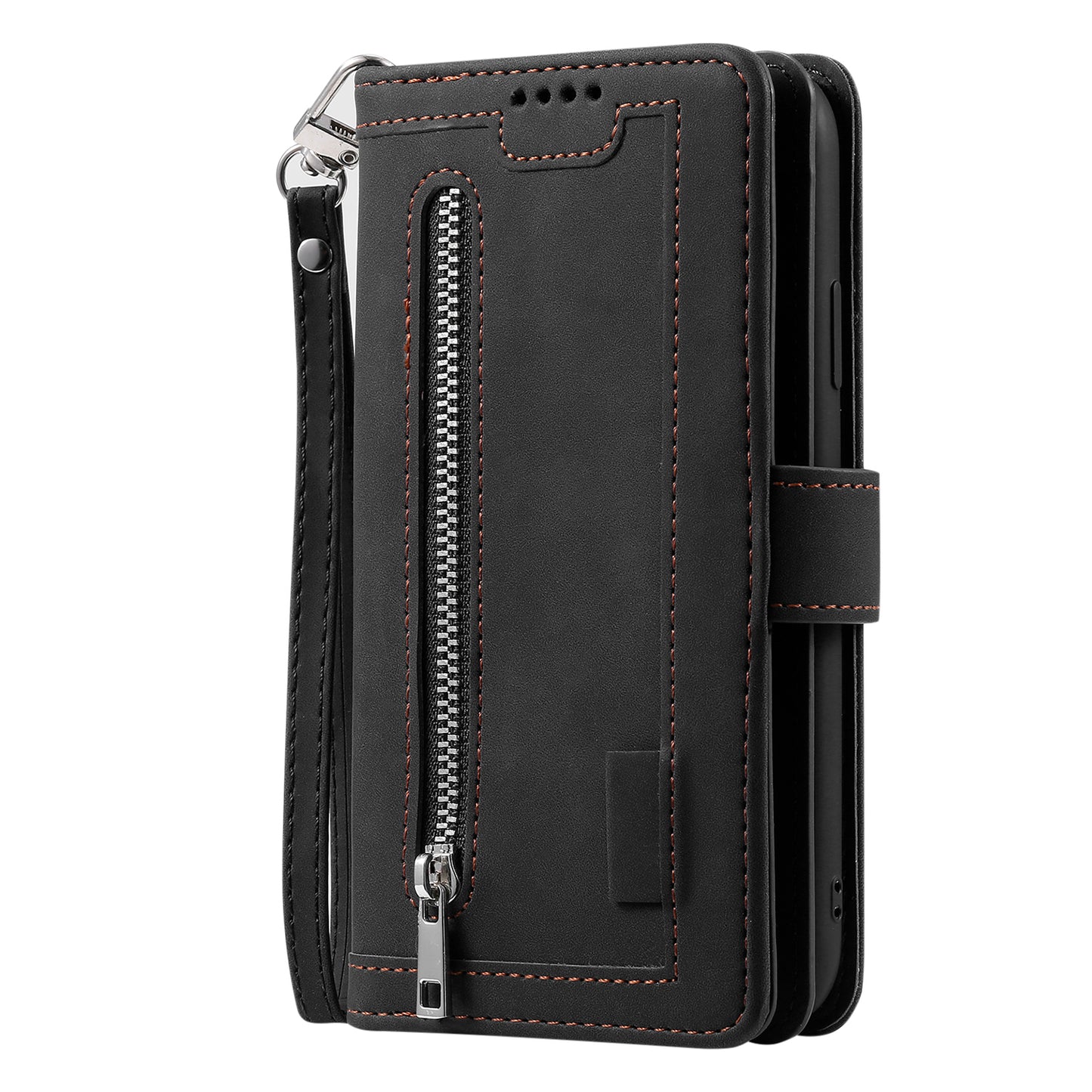 Zipper Pocket 9 Card Slots Leather Wallet Case for iPhone 6s/6