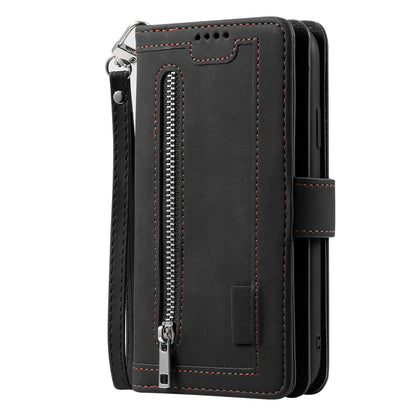 Zipper Pocket 9 Card Slots Leather Wallet Case for iPhone 6s/6