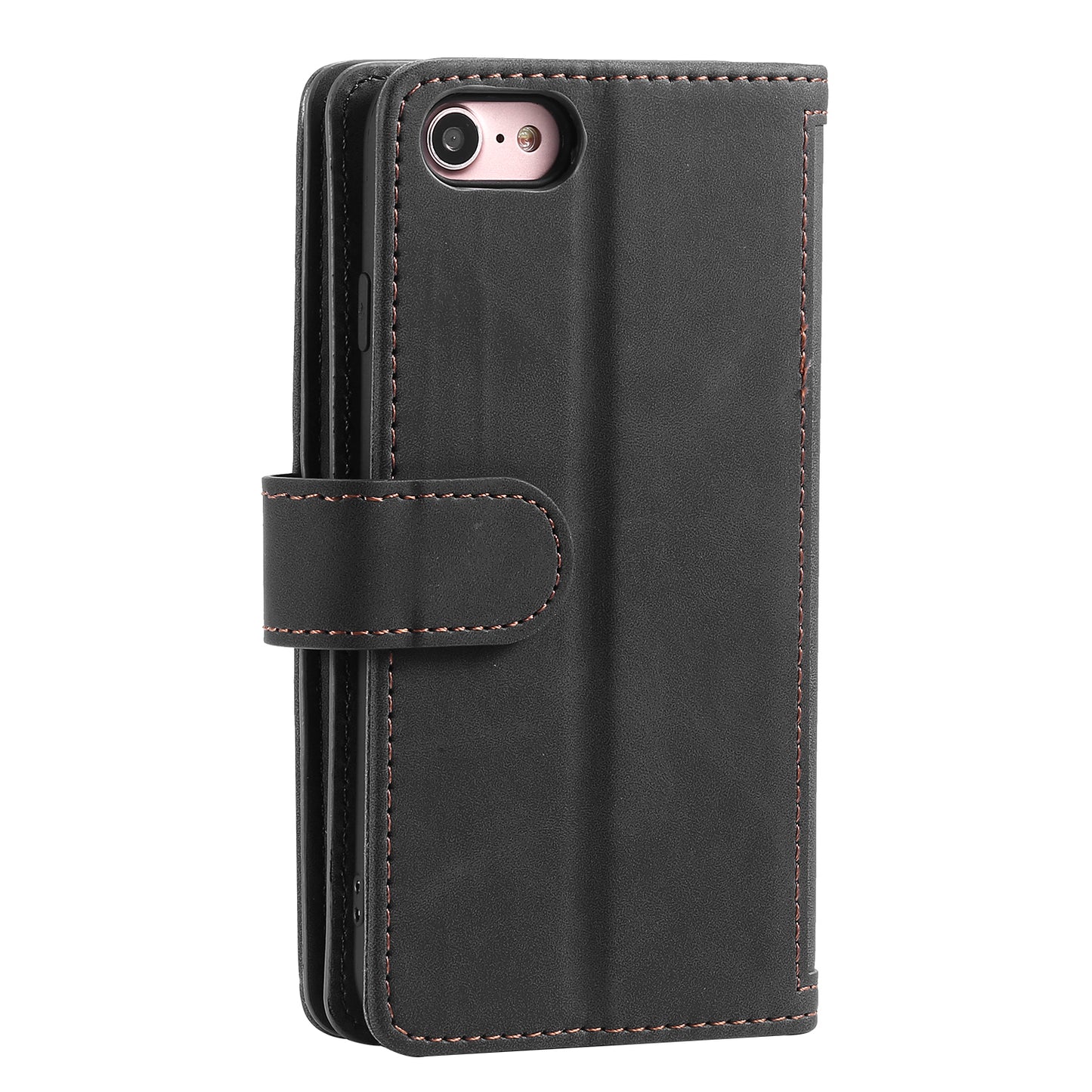 Zipper Pocket 9 Card Slots Leather Wallet Case for iPhone 6s/6