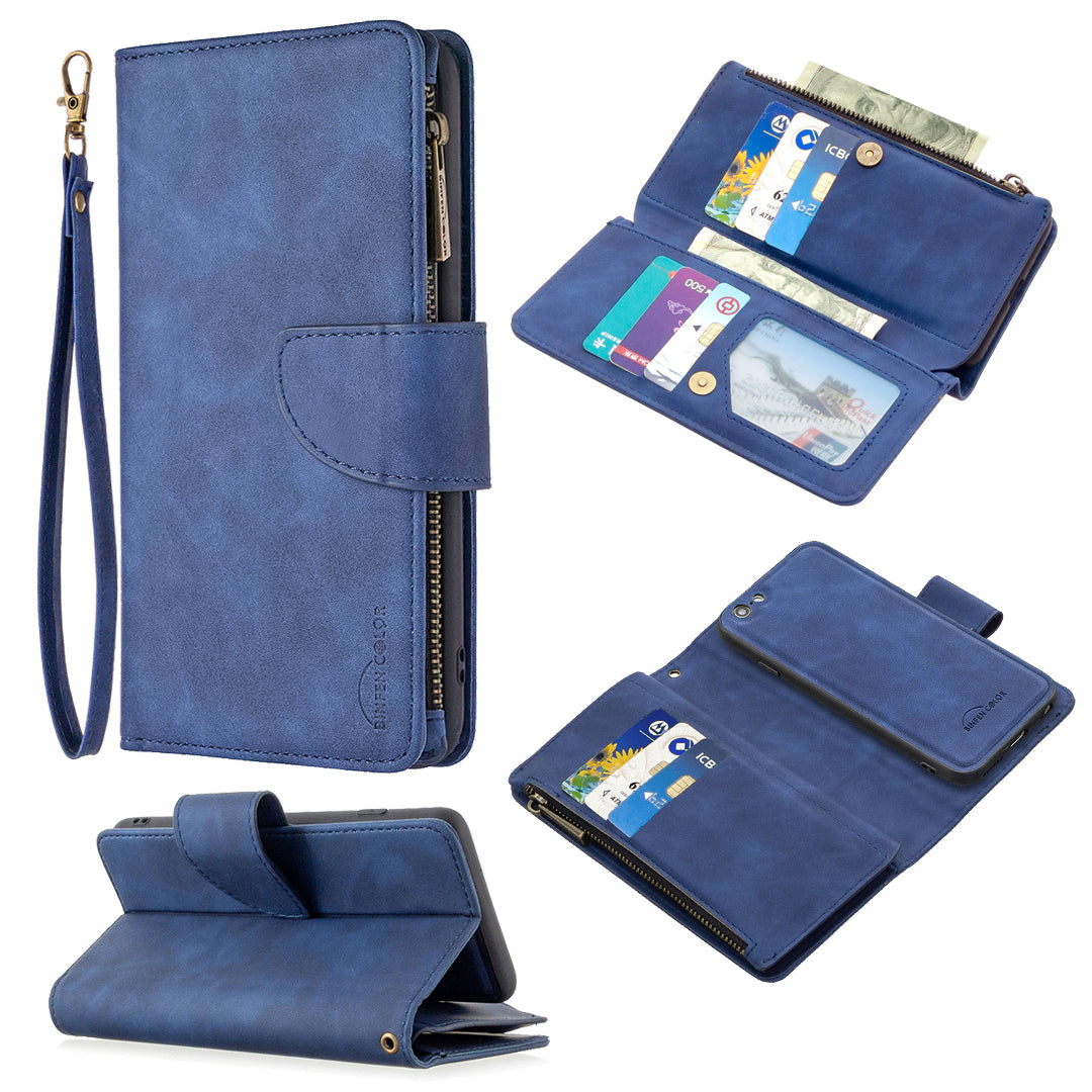 BF02 Silky Touch Feeling Wallet Leather Stand Phone Case with Zipper Pocket for iPhone 6/6s 4.7-inch