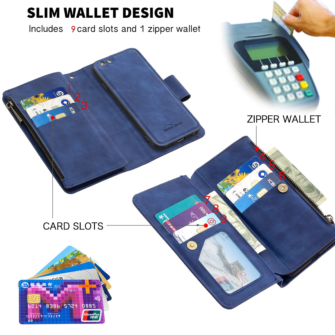 BF02 Silky Touch Feeling Wallet Leather Stand Phone Case with Zipper Pocket for iPhone 6/6s 4.7-inch