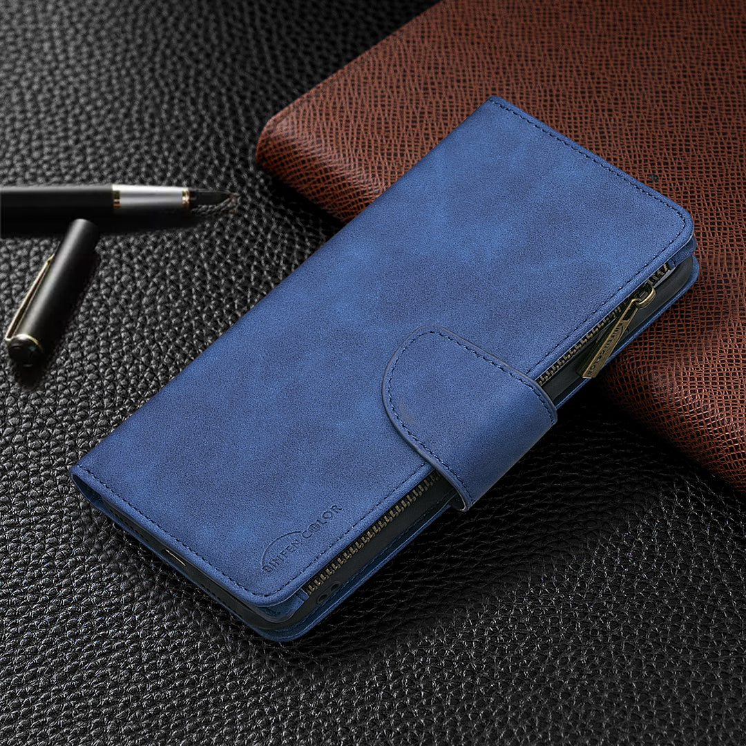BF02 Silky Touch Feeling Wallet Leather Stand Phone Case with Zipper Pocket for iPhone 6/6s 4.7-inch