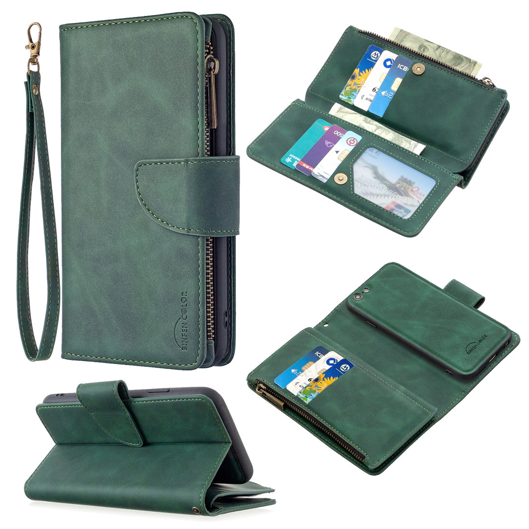 BF02 Silky Touch Feeling Wallet Leather Stand Phone Case with Zipper Pocket for iPhone 6/6s 4.7-inch