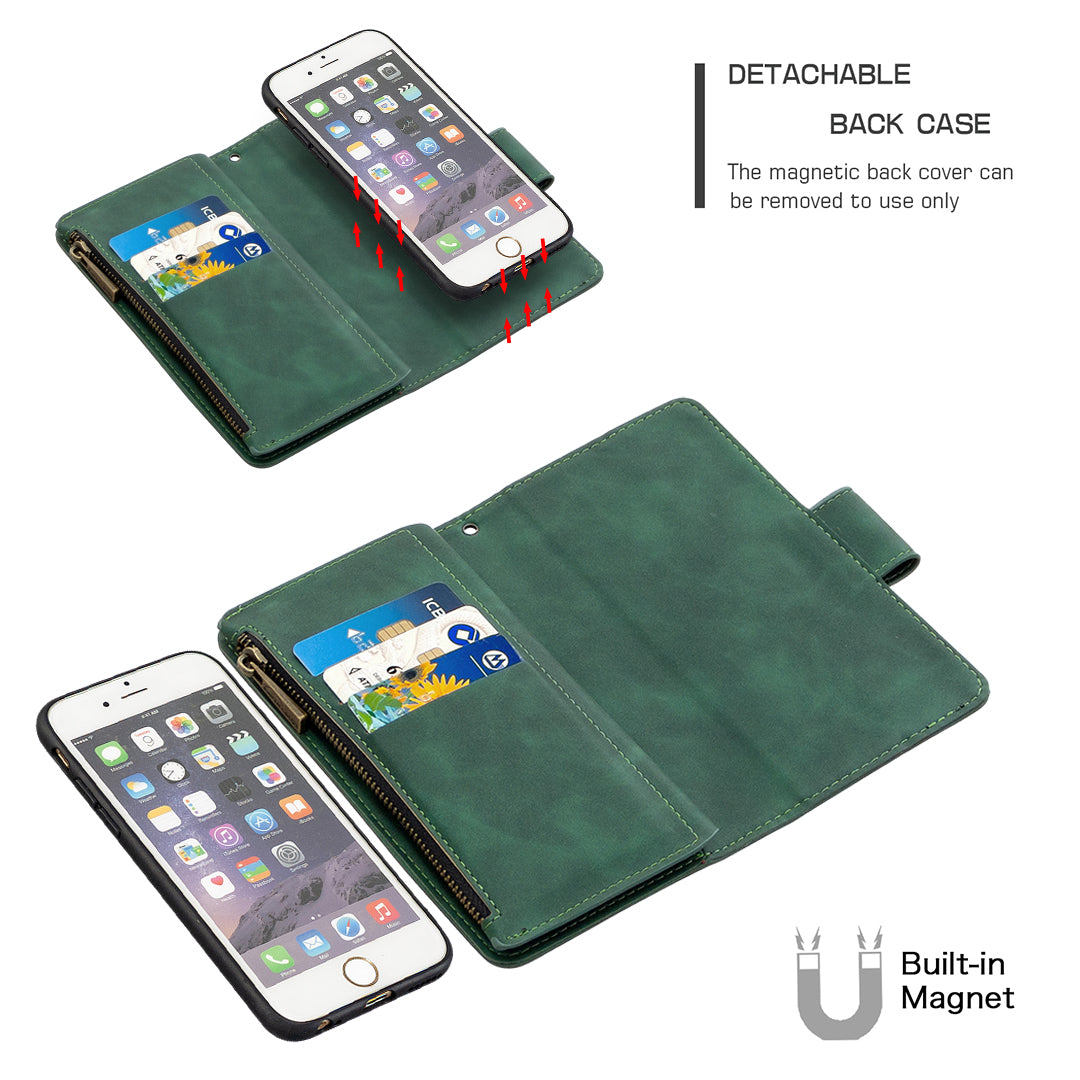BF02 Silky Touch Feeling Wallet Leather Stand Phone Case with Zipper Pocket for iPhone 6/6s 4.7-inch