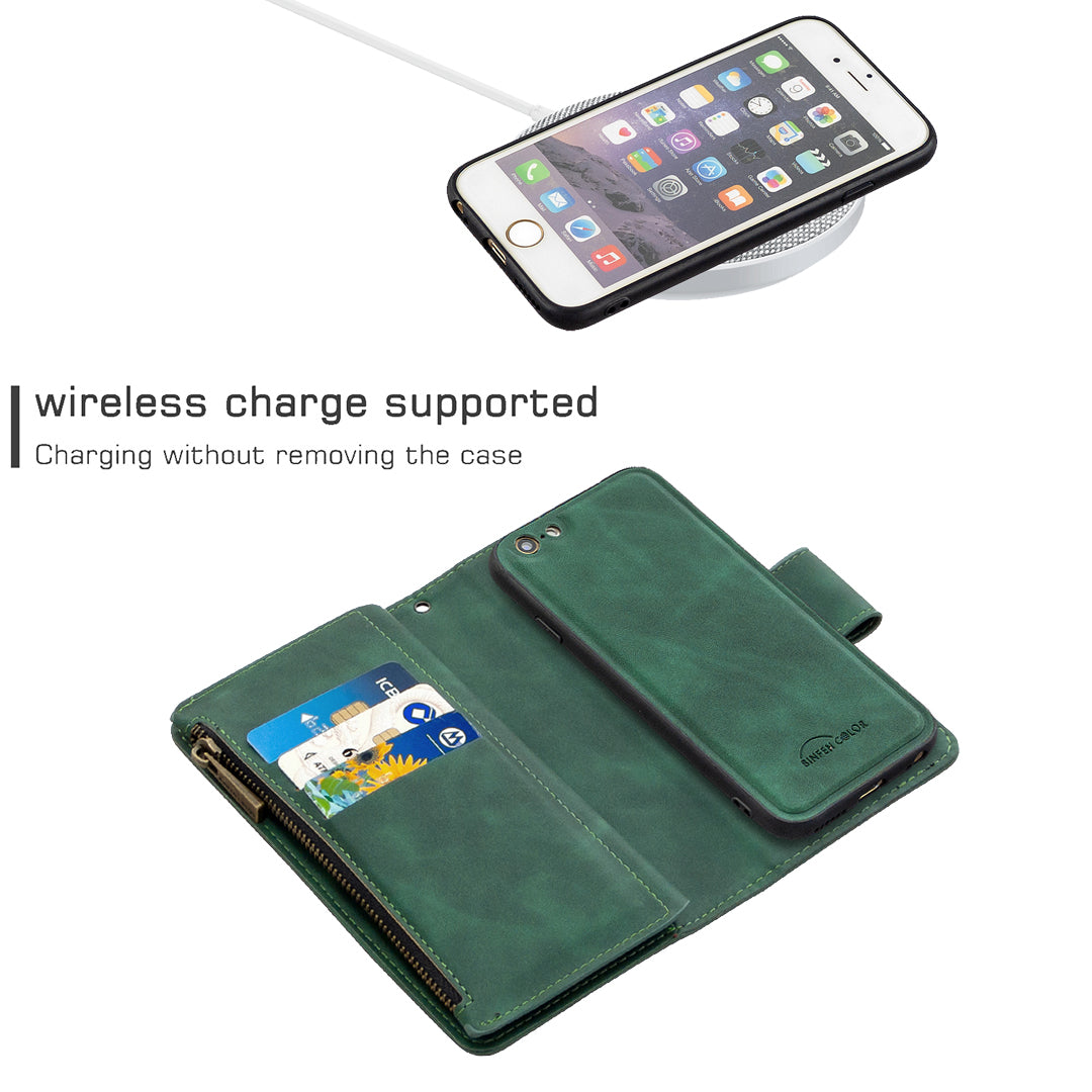 BF02 Silky Touch Feeling Wallet Leather Stand Phone Case with Zipper Pocket for iPhone 6/6s 4.7-inch
