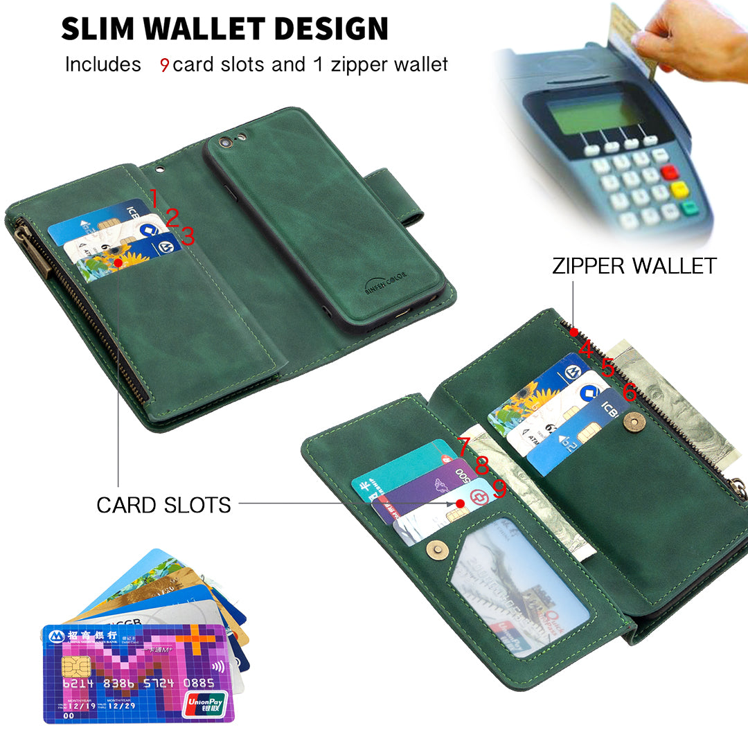 BF02 Silky Touch Feeling Wallet Leather Stand Phone Case with Zipper Pocket for iPhone 6/6s 4.7-inch