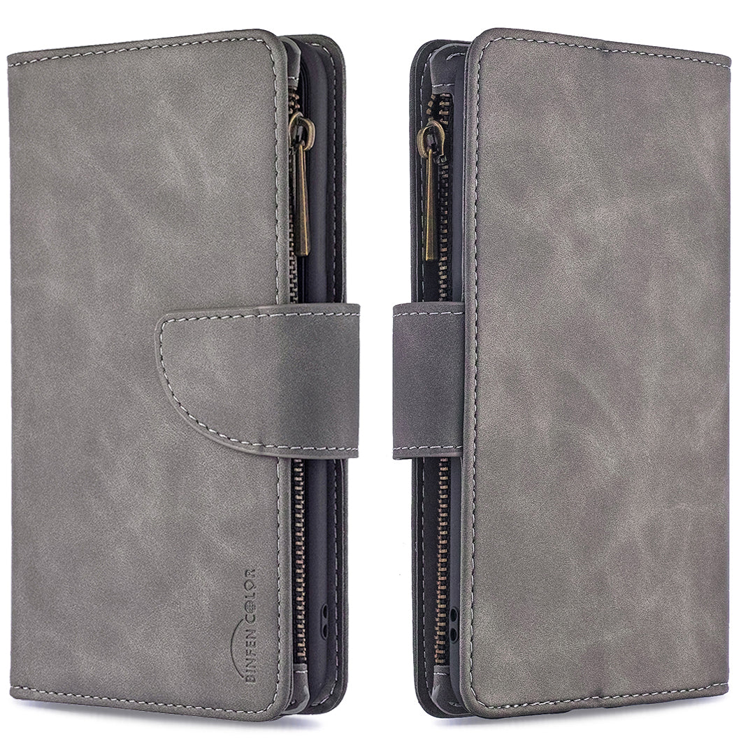BF02 Silky Touch Feeling Wallet Leather Stand Phone Case with Zipper Pocket for iPhone 6/6s 4.7-inch