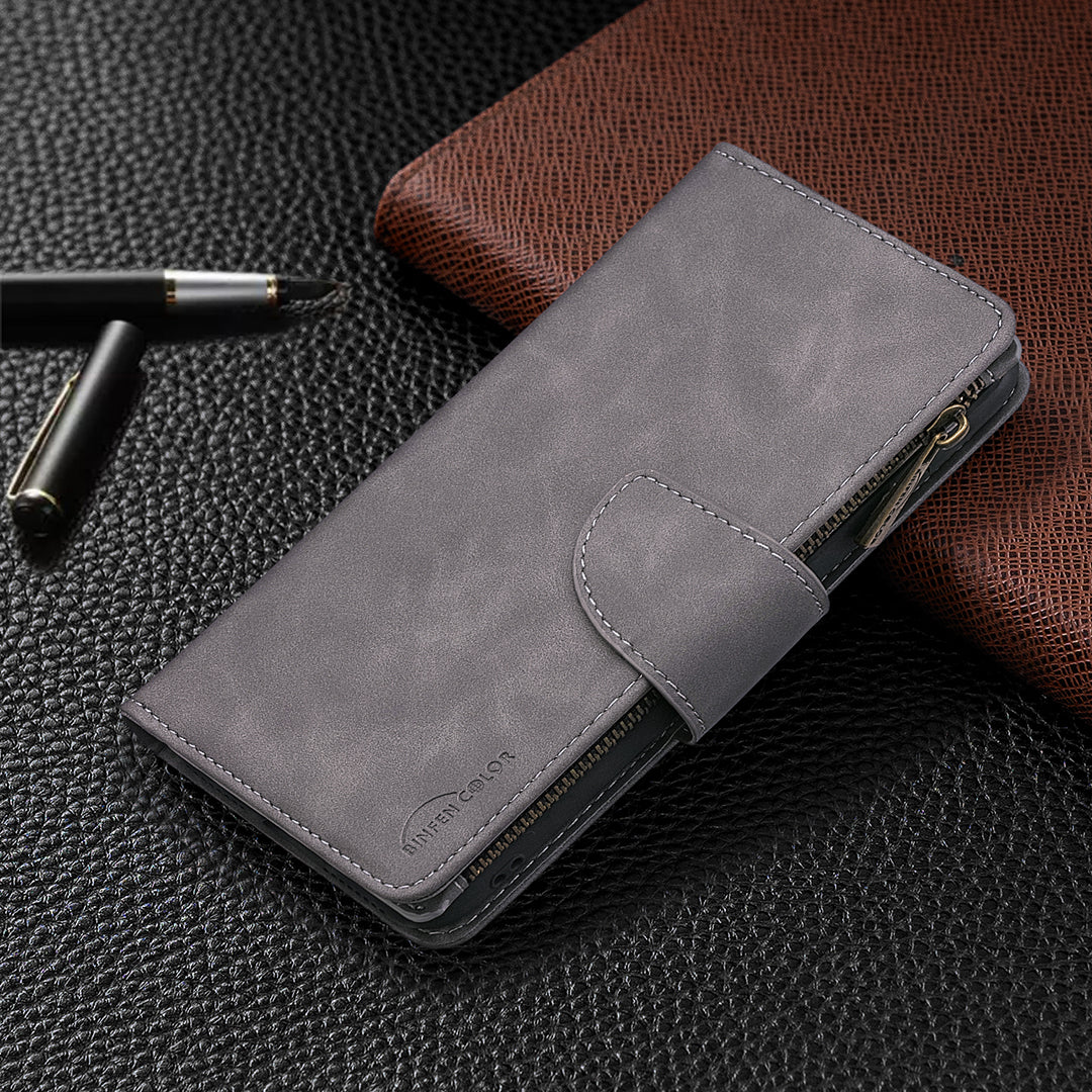 BF02 Silky Touch Feeling Wallet Leather Stand Phone Case with Zipper Pocket for iPhone 6/6s 4.7-inch