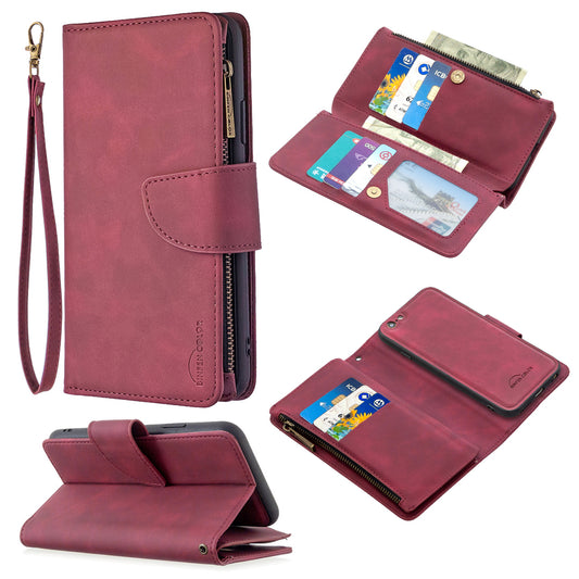 BF02 Silky Touch Feeling Wallet Leather Stand Phone Case with Zipper Pocket for iPhone 6/6s 4.7-inch