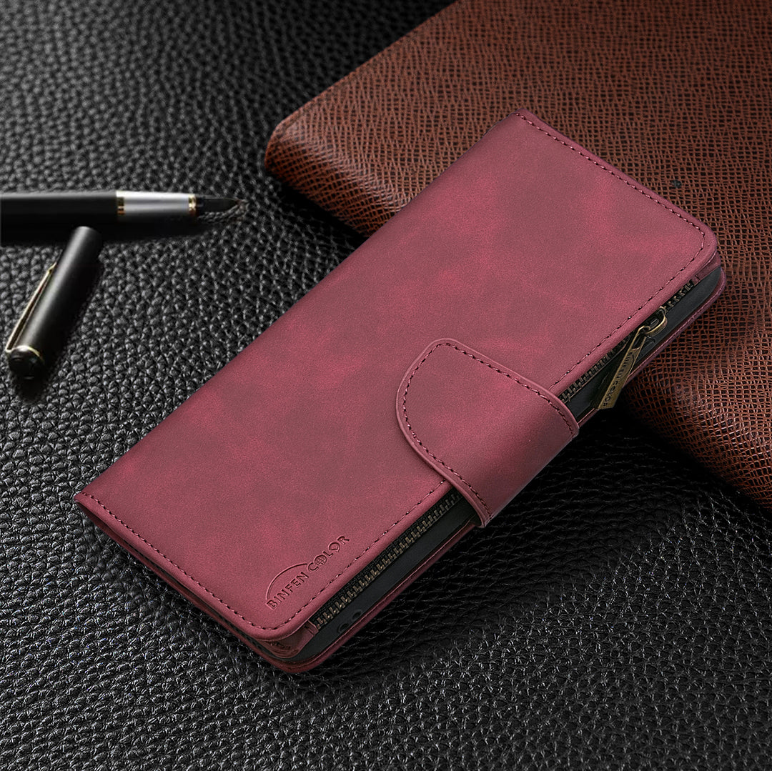 BF02 Silky Touch Feeling Wallet Leather Stand Phone Case with Zipper Pocket for iPhone 6/6s 4.7-inch