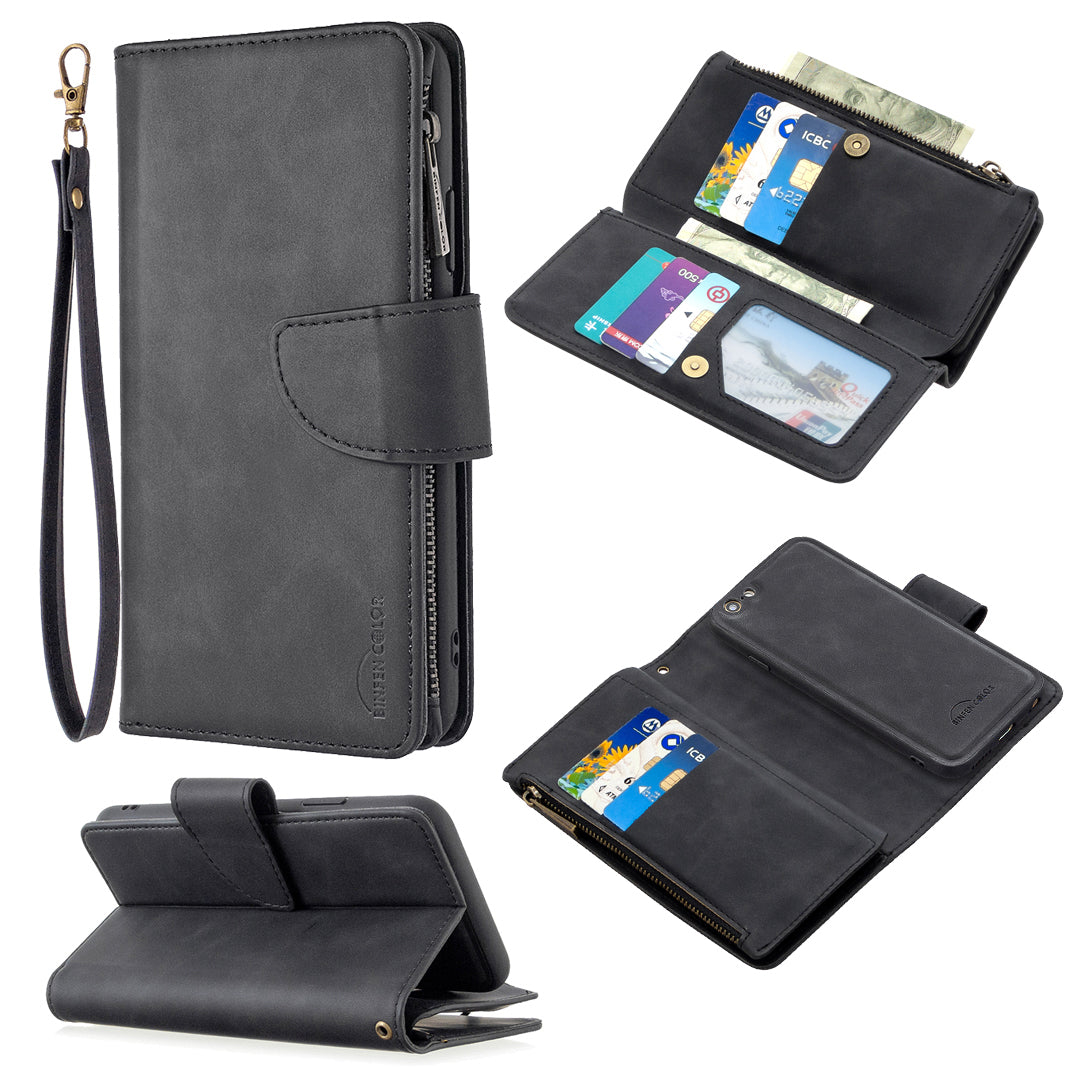 BF02 Silky Touch Feeling Wallet Leather Stand Phone Case with Zipper Pocket for iPhone 6/6s 4.7-inch