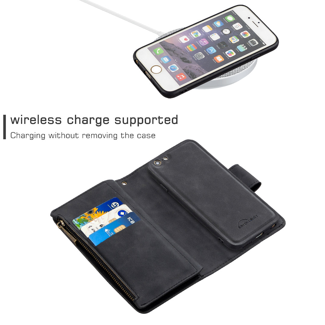 BF02 Silky Touch Feeling Wallet Leather Stand Phone Case with Zipper Pocket for iPhone 6/6s 4.7-inch