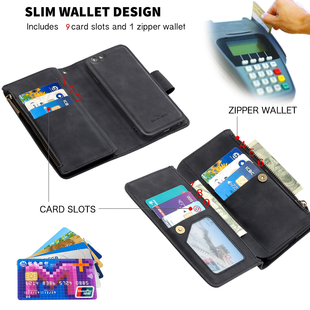 BF02 Silky Touch Feeling Wallet Leather Stand Phone Case with Zipper Pocket for iPhone 6/6s 4.7-inch