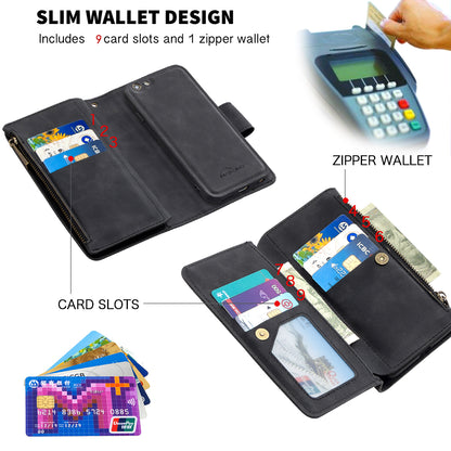 BF02 Silky Touch Feeling Wallet Leather Stand Phone Case with Zipper Pocket for iPhone 6/6s 4.7-inch