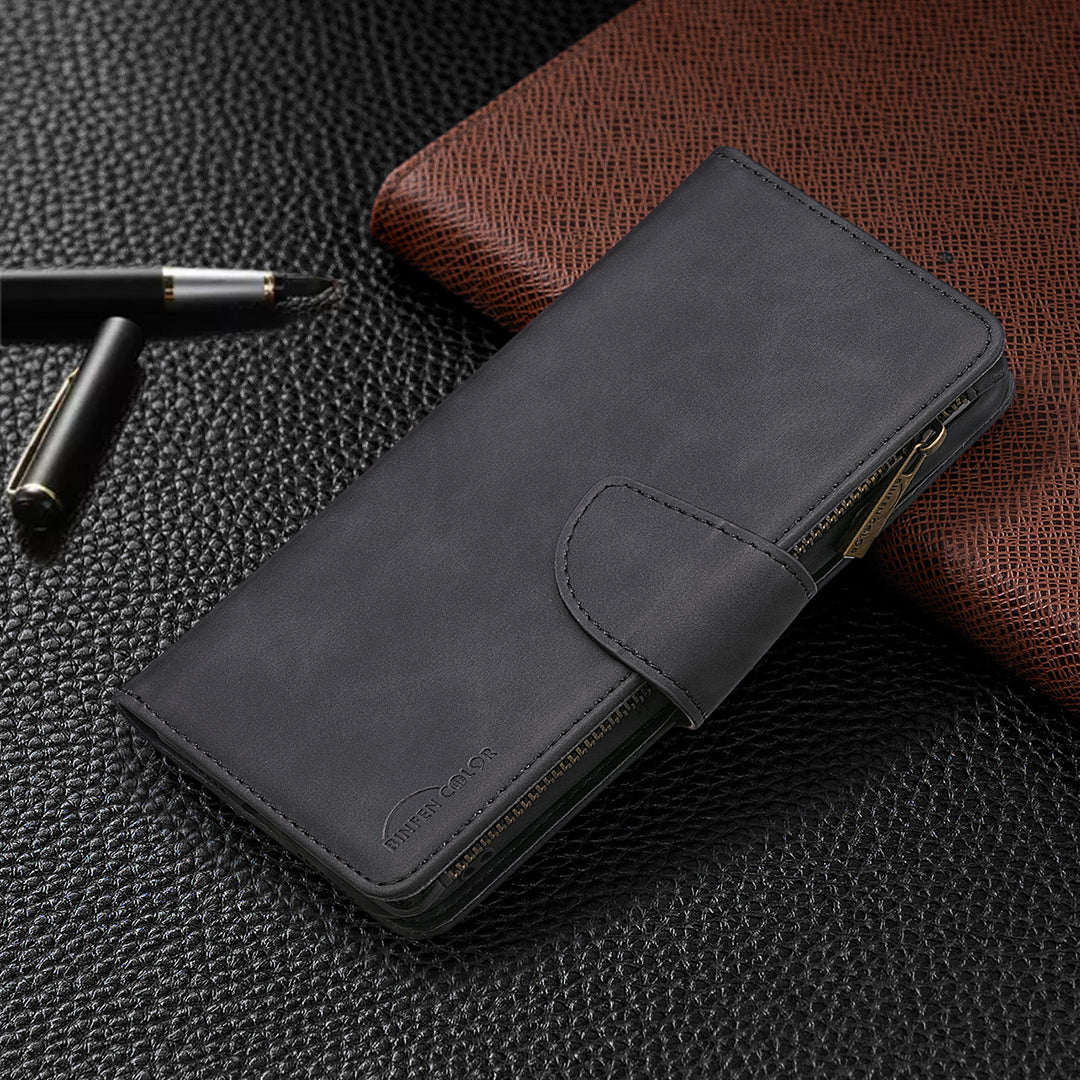 BF02 Silky Touch Feeling Wallet Leather Stand Phone Case with Zipper Pocket for iPhone 6/6s 4.7-inch