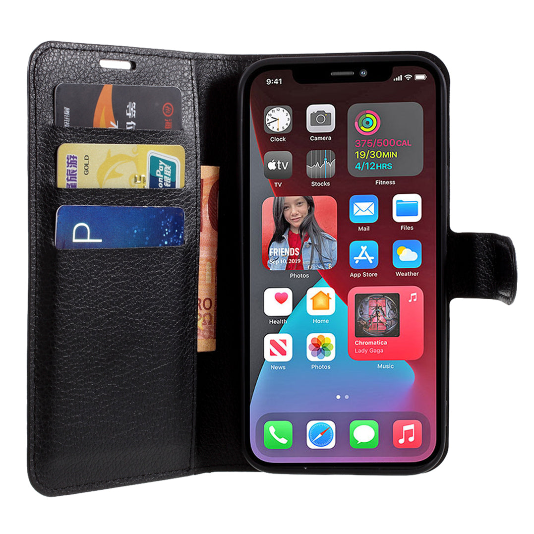 Litchi Surface Shell Leather Case with Stand for iPhone 12 Pro/12 Mobile Phone Accessories