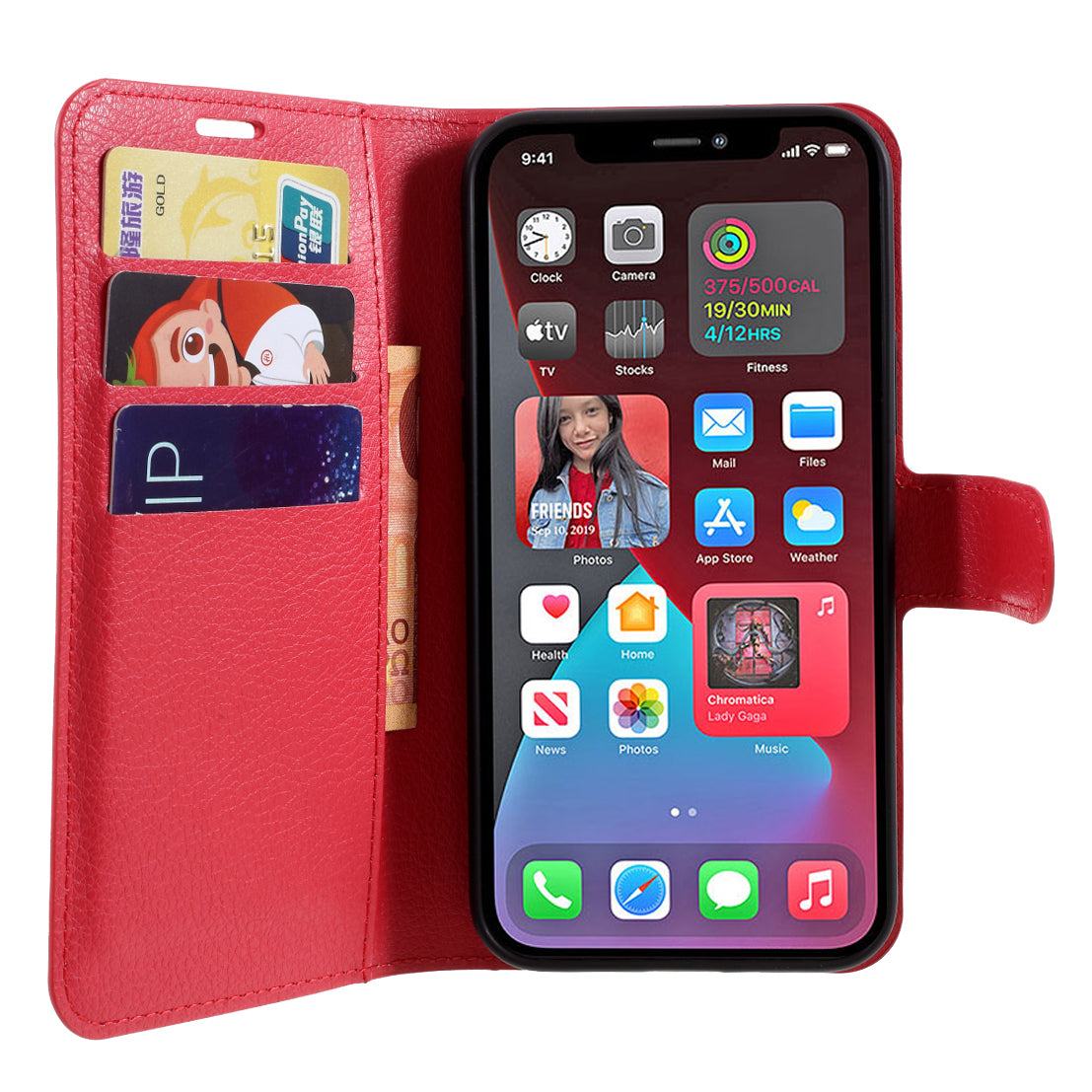Litchi Surface Shell Leather Case with Stand for iPhone 12 Pro/12 Mobile Phone Accessories