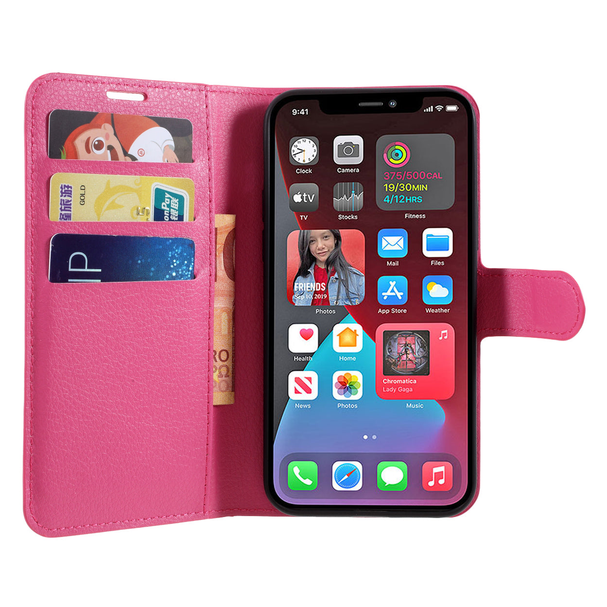 Litchi Surface Shell Leather Case with Stand for iPhone 12 Pro/12 Mobile Phone Accessories