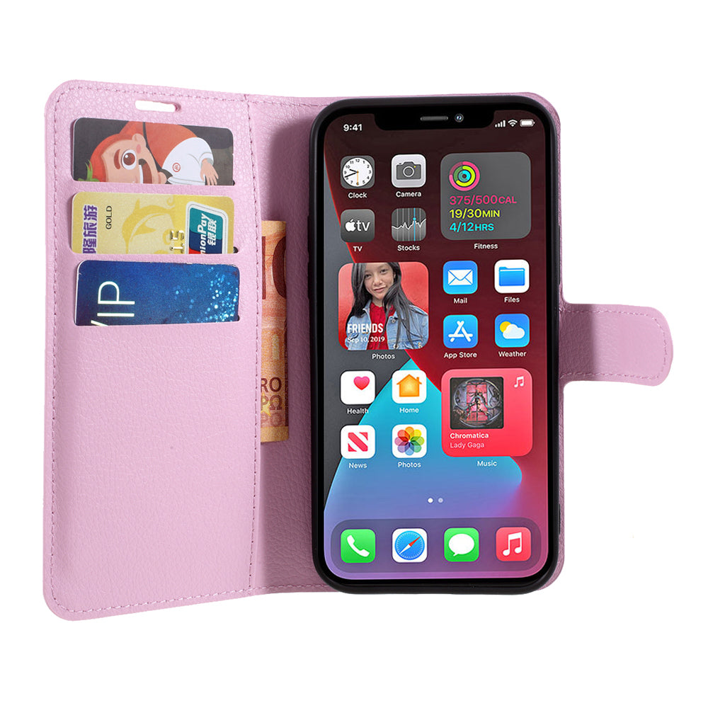 Litchi Surface Shell Leather Case with Stand for iPhone 12 Pro/12 Mobile Phone Accessories