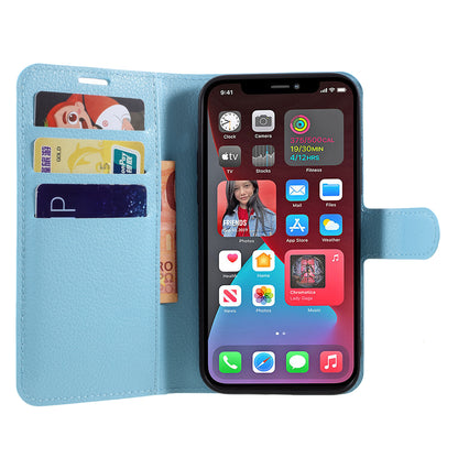 Litchi Surface Shell Leather Case with Stand for iPhone 12 Pro/12 Mobile Phone Accessories