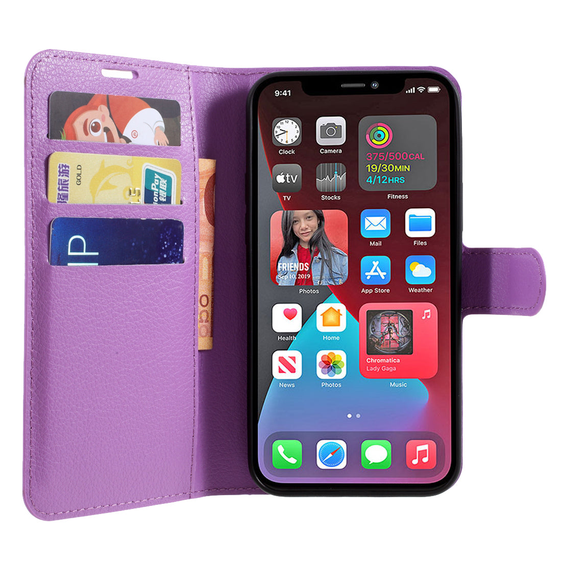 Litchi Surface Shell Leather Case with Stand for iPhone 12 Pro/12 Mobile Phone Accessories