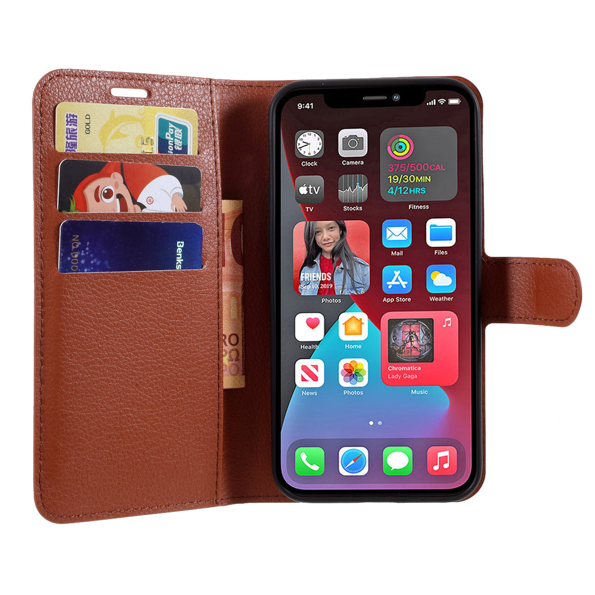 Litchi Surface Shell Leather Case with Stand for iPhone 12 Pro/12 Mobile Phone Accessories