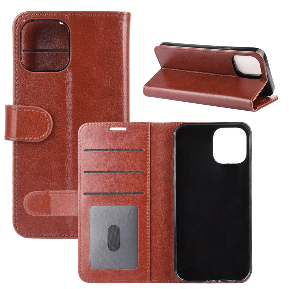 Crazy Horse Wallet Leather Stand Cell Phone Case for iPhone 12