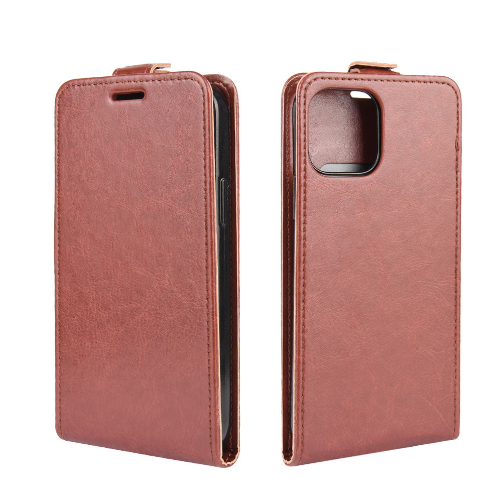 Vertical Flip Crazy Horse Leather Cell Phone Shell for iPhone 12