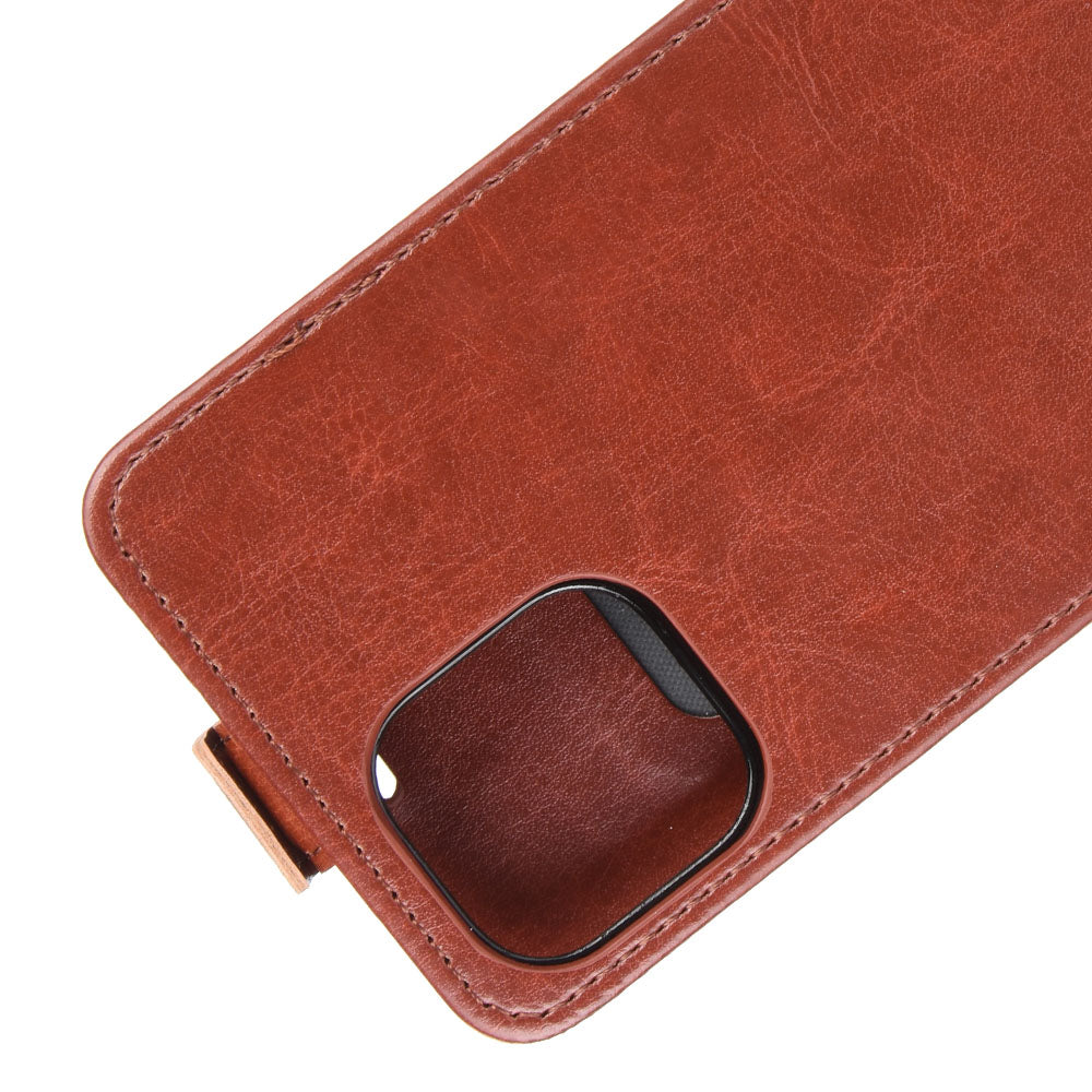 Vertical Flip Crazy Horse Leather Cell Phone Shell for iPhone 12
