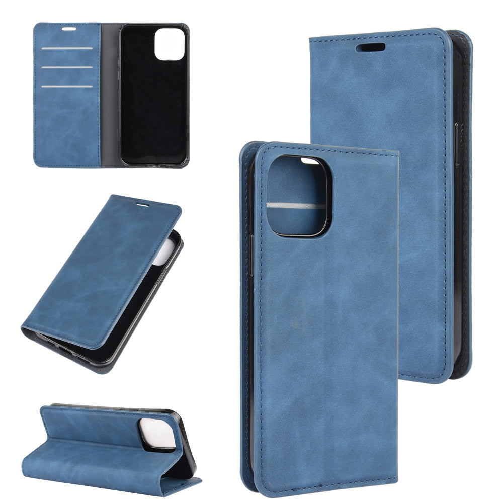 Silky Touch Leather Shell Wallet Stand Case for iPhone 12