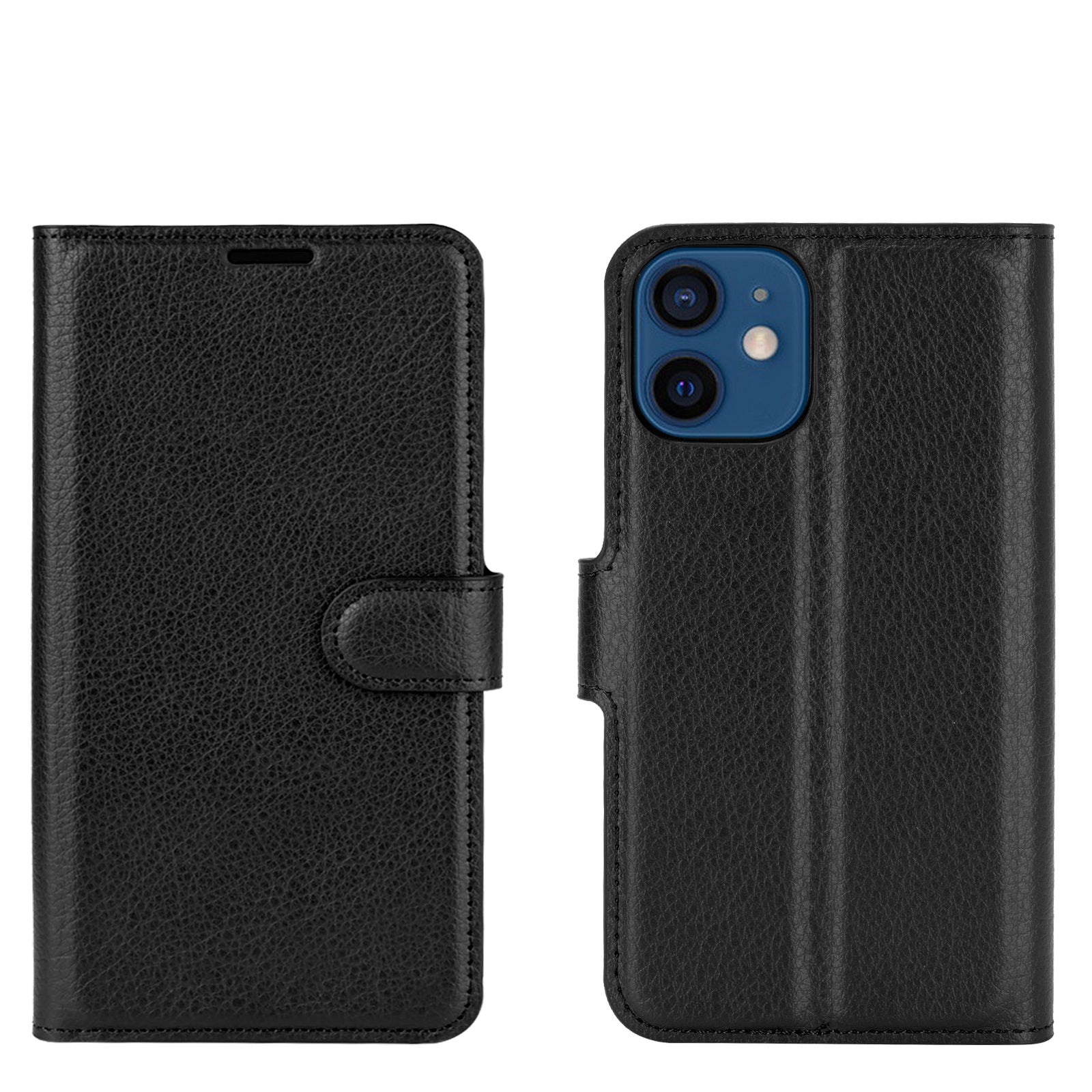 Litchi Texture Wallet Stand Leather Phone Cover for iPhone 12 mini Mobile Phone Accessories