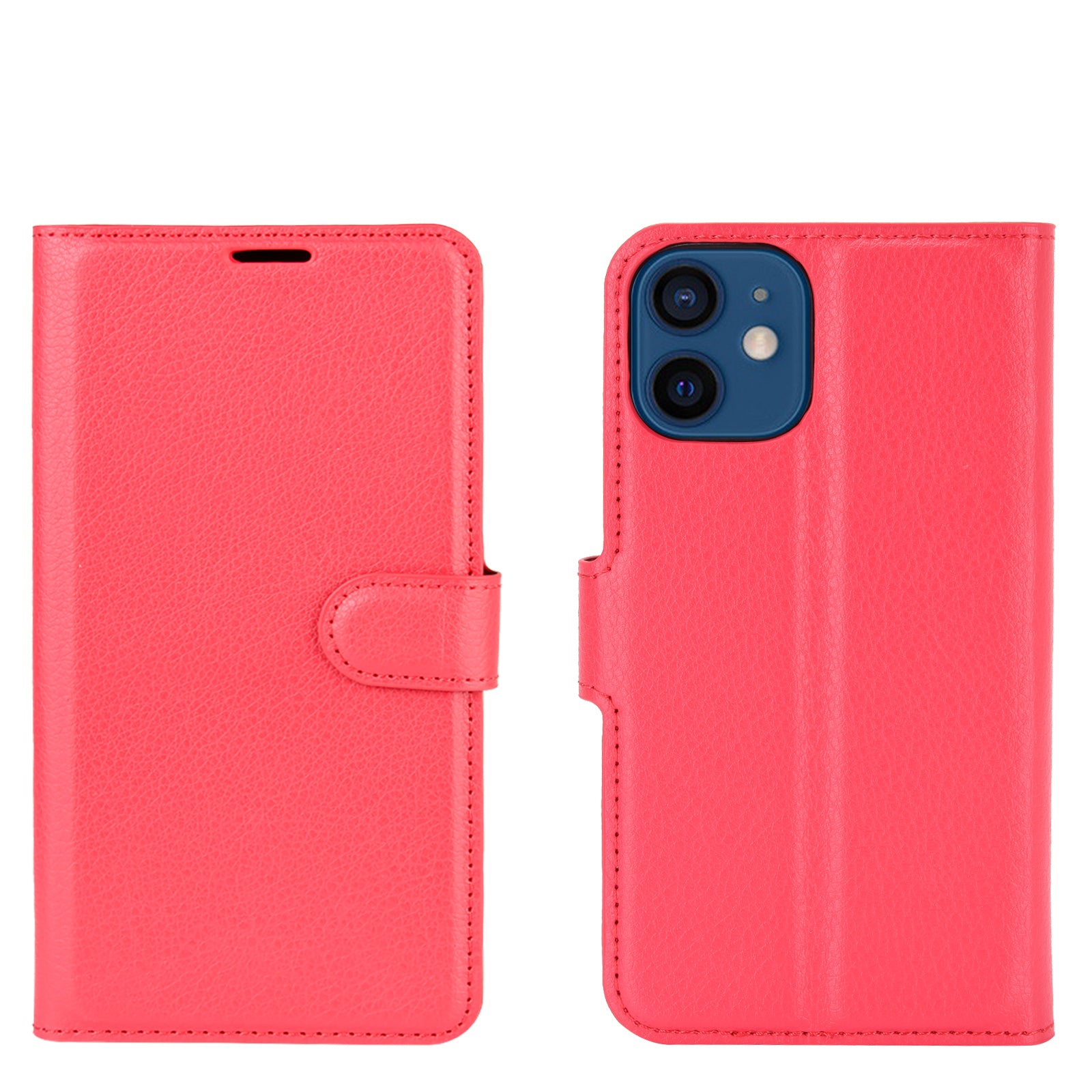 Litchi Texture Wallet Stand Leather Phone Cover for iPhone 12 mini Mobile Phone Accessories