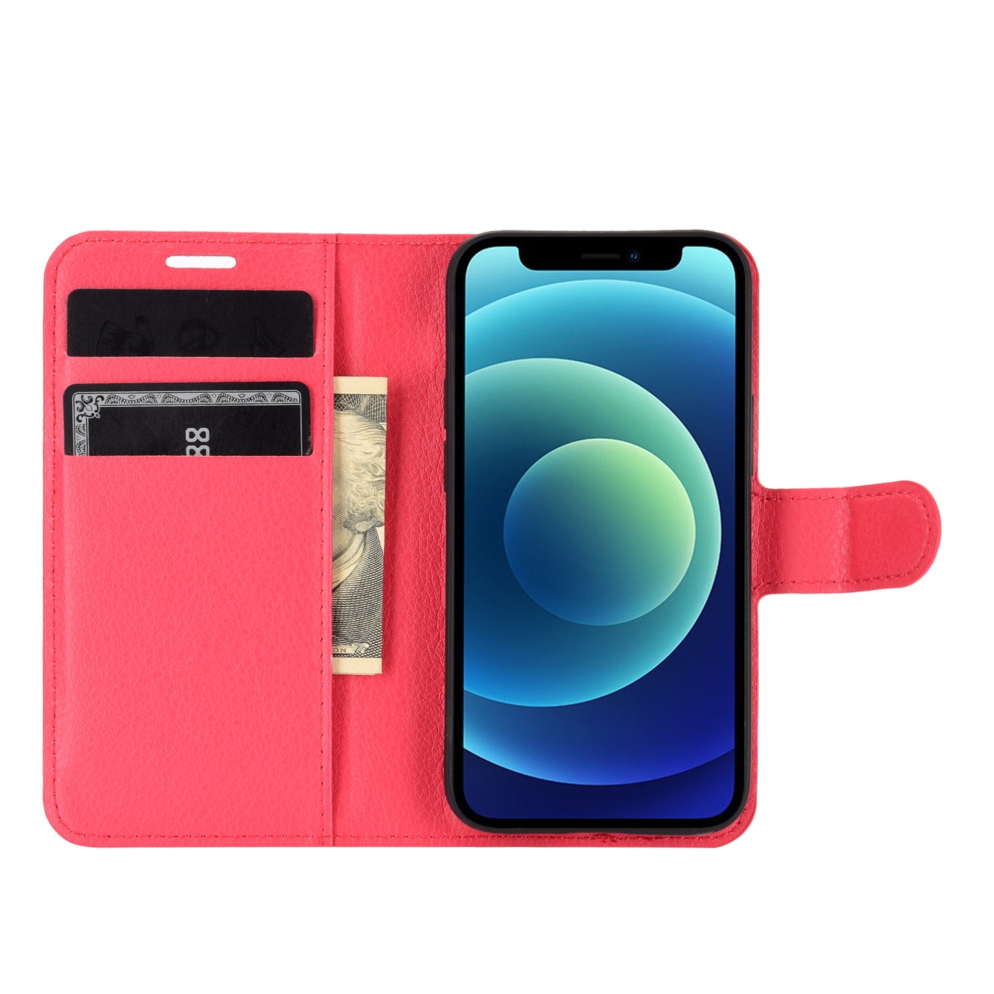 Litchi Texture Wallet Stand Leather Phone Cover for iPhone 12 mini Mobile Phone Accessories