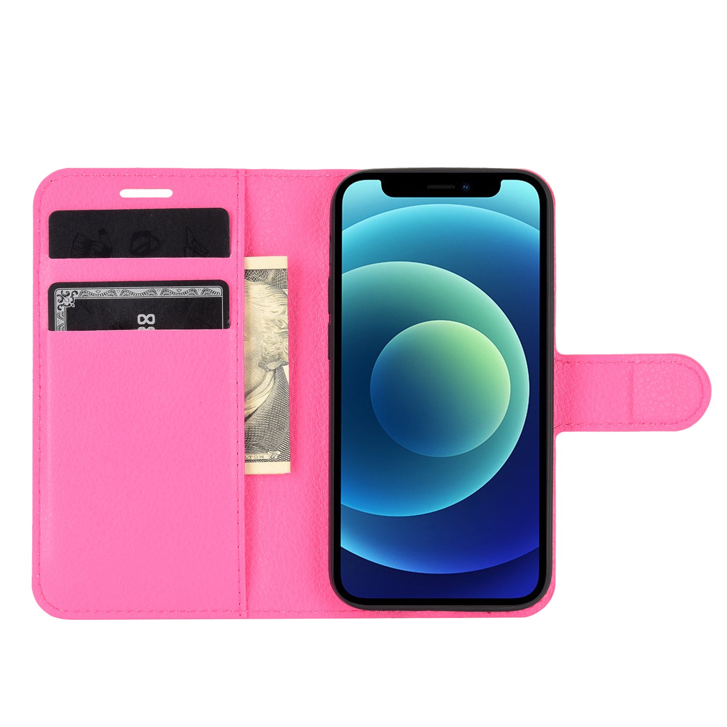 Litchi Texture Wallet Stand Leather Phone Cover for iPhone 12 mini Mobile Phone Accessories