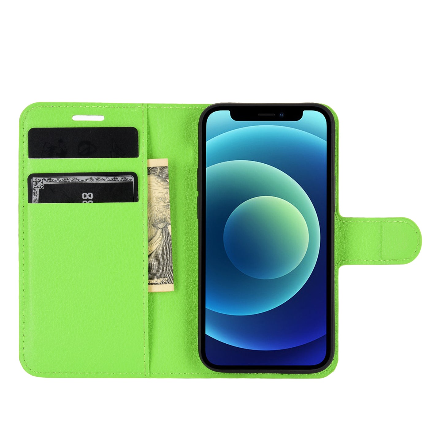 Litchi Texture Wallet Stand Leather Phone Cover for iPhone 12 mini Mobile Phone Accessories