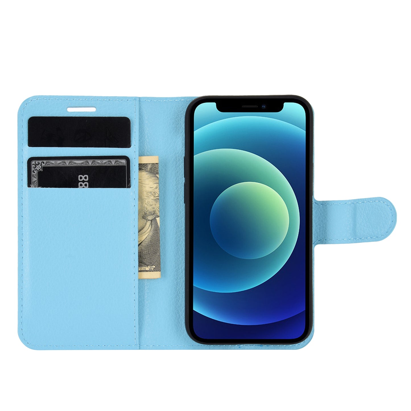Litchi Texture Wallet Stand Leather Phone Cover for iPhone 12 mini Mobile Phone Accessories