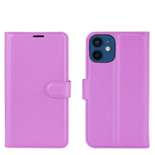 Litchi Texture Wallet Stand Leather Phone Cover for iPhone 12 mini Mobile Phone Accessories
