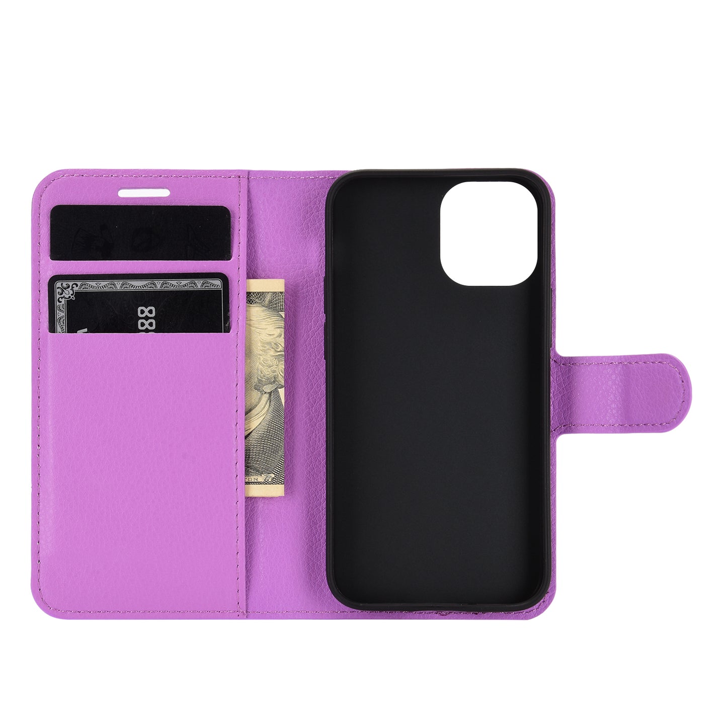 Litchi Texture Wallet Stand Leather Phone Cover for iPhone 12 mini Mobile Phone Accessories