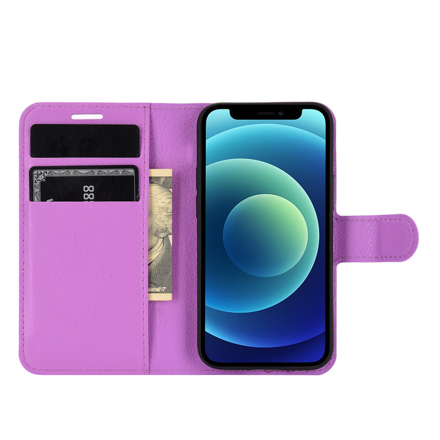 Litchi Texture Wallet Stand Leather Phone Cover for iPhone 12 mini Mobile Phone Accessories