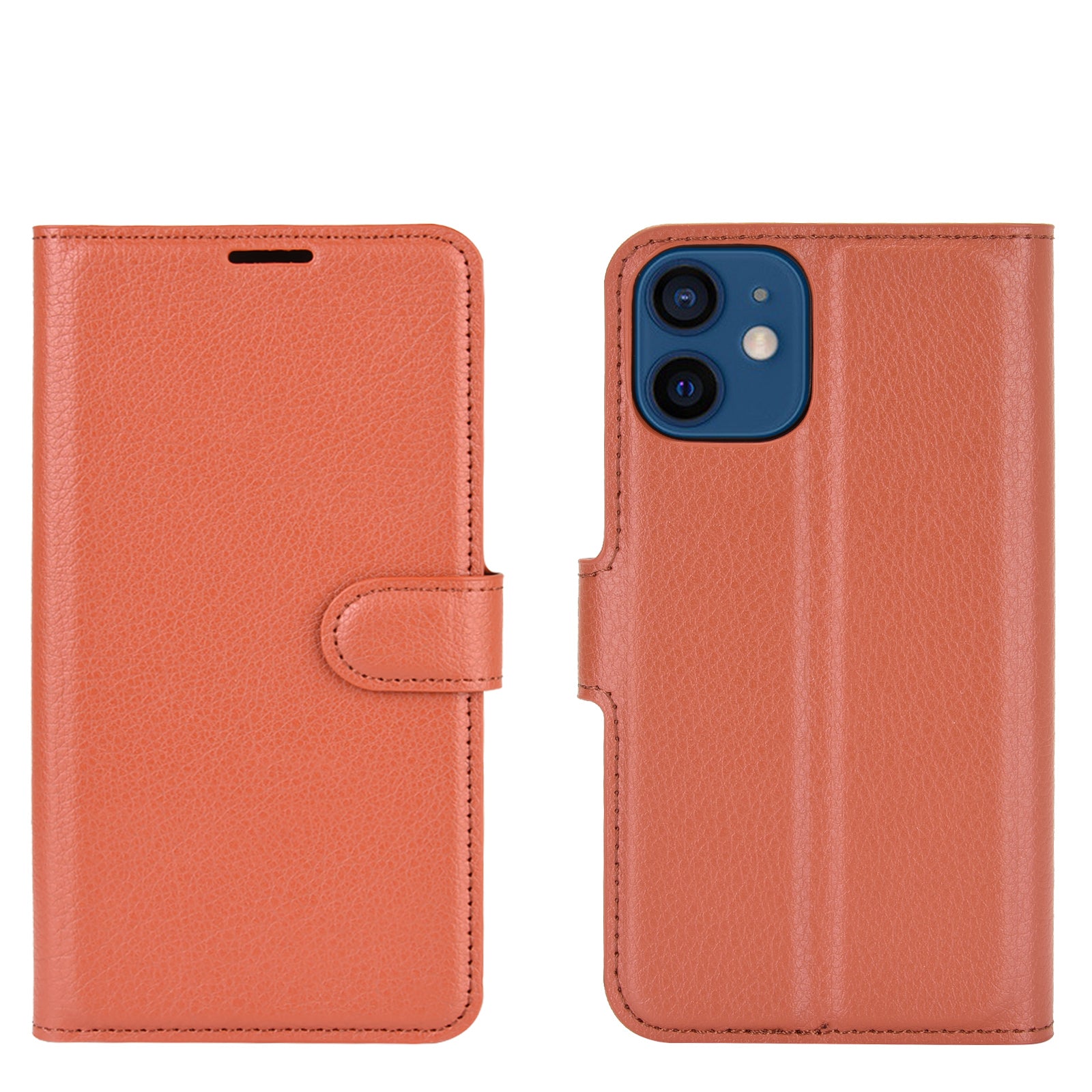 Litchi Texture Wallet Stand Leather Phone Cover for iPhone 12 mini Mobile Phone Accessories