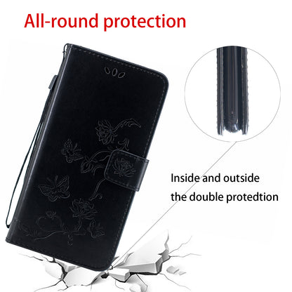 Imprint Butterfly Flower Wallet Leather Protective Case for iPhone 12 mini