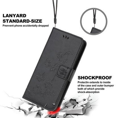 Imprint Butterfly Flower Wallet Leather Protective Case for iPhone 12 mini