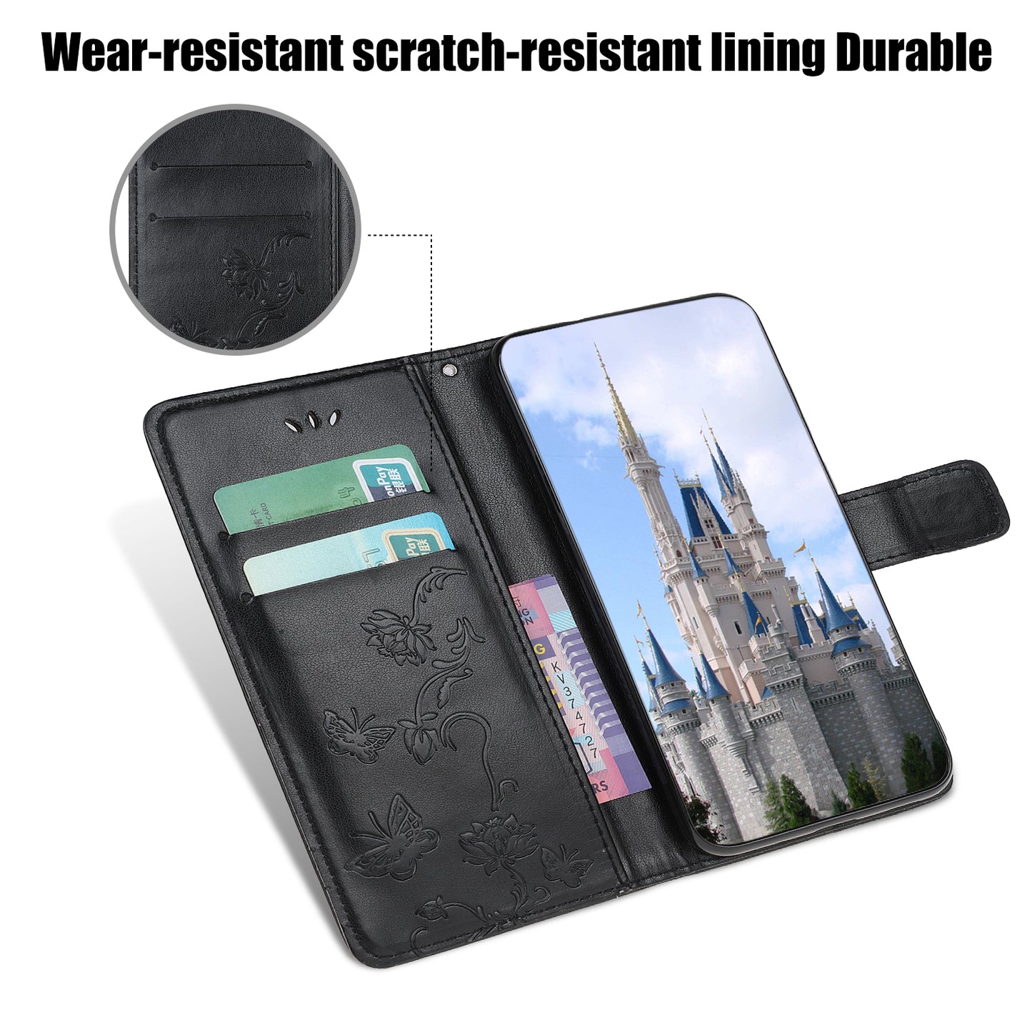 Imprint Butterfly Flower Wallet Leather Protective Case for iPhone 12 mini