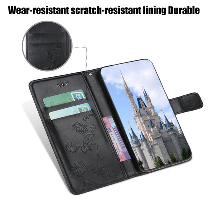 Imprint Butterfly Flower Wallet Leather Protective Case for iPhone 12 mini