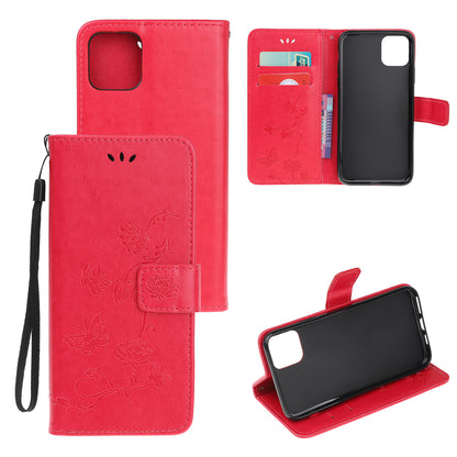 Imprint Butterfly Flower Wallet Leather Protective Case for iPhone 12 mini