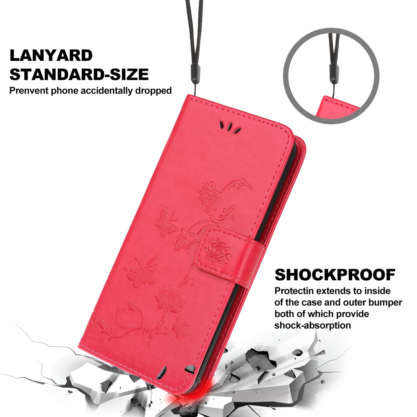 Imprint Butterfly Flower Wallet Leather Protective Case for iPhone 12 mini
