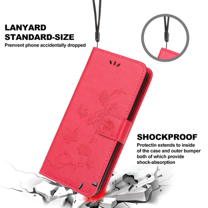 Imprint Butterfly Flower Wallet Leather Protective Case for iPhone 12 mini