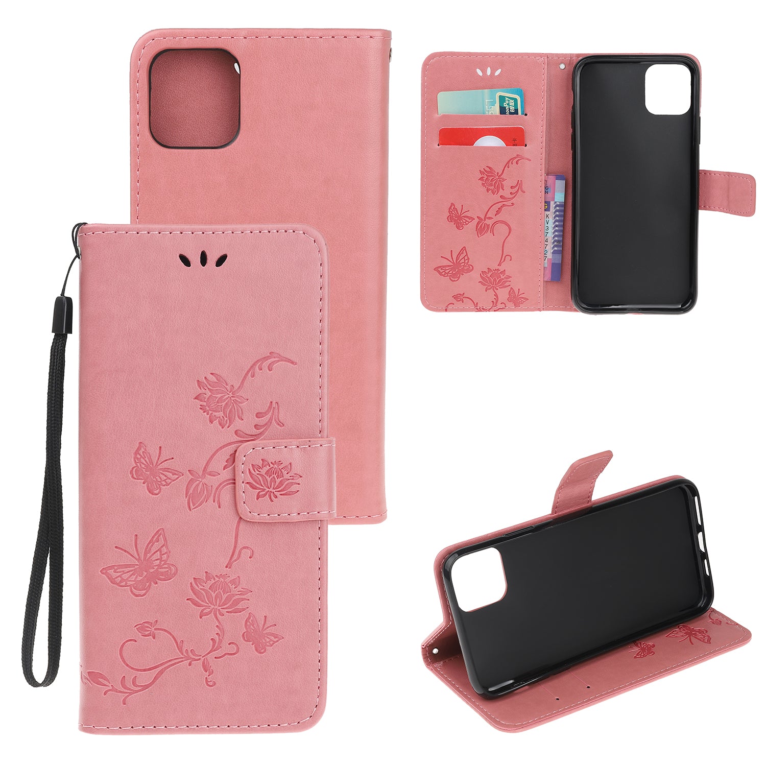 Imprint Butterfly Flower Wallet Leather Protective Case for iPhone 12 mini