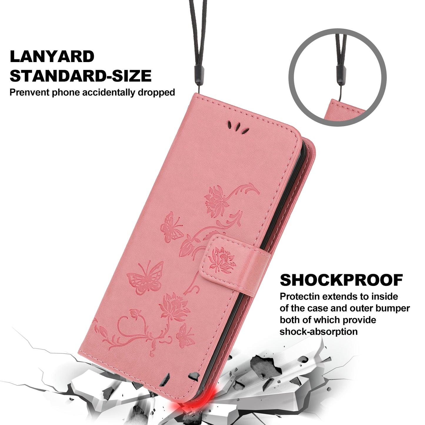 Imprint Butterfly Flower Wallet Leather Protective Case for iPhone 12 mini